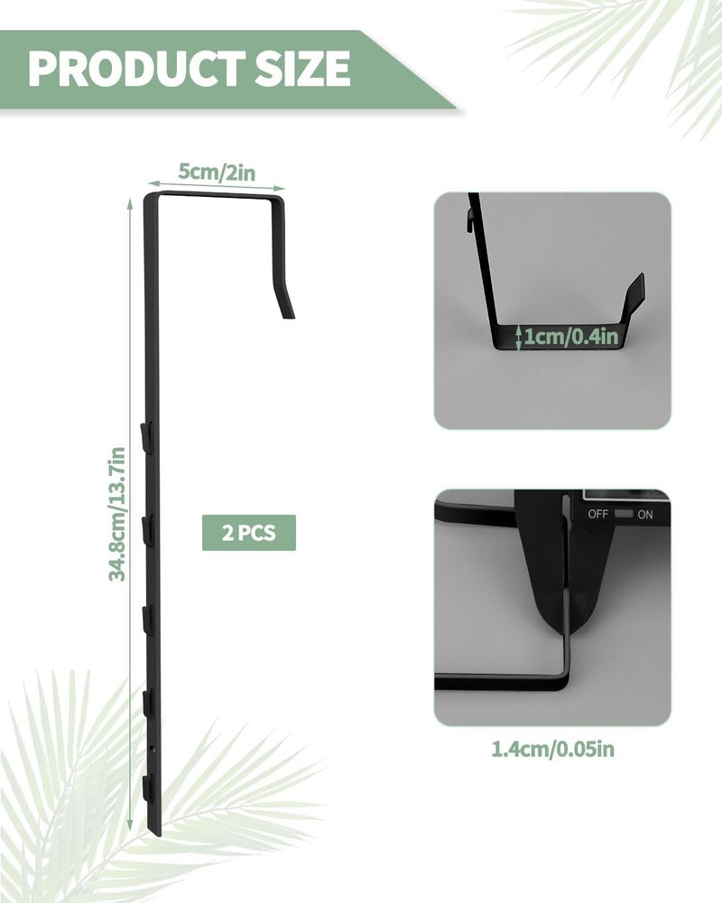 OXDFK 2 PCS Over The Door Mirror Hanger, Adjustable Door Mirror Hanger, Five-Hole Over The Doors-Mirrors Hook, Mirrors Doors Hangers with 2 Iron Filings and Screws (Black) - Image 2